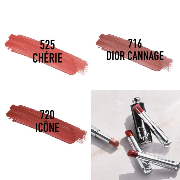 Dior - ADDICT Hydrating Shine Lipstick #525 Cherie / #716 Dior Cannage /#720 Icone