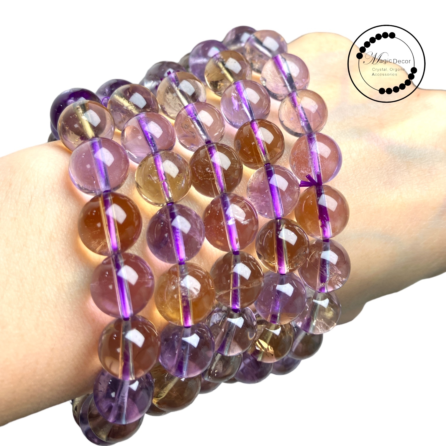 240414 - D25 10mm+透體雙色紫黃晶手串