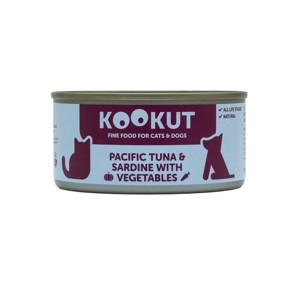 Kookut 太平洋吞拿魚沙甸魚蔬菜貓狗罐 (150g)