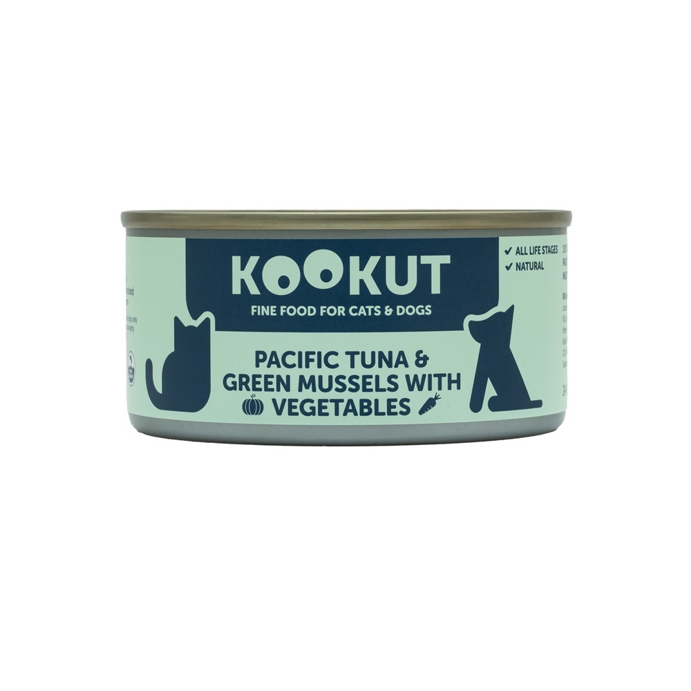 Kookut 太平洋吞拿魚綠唇青口蔬菜貓狗罐 (150g)