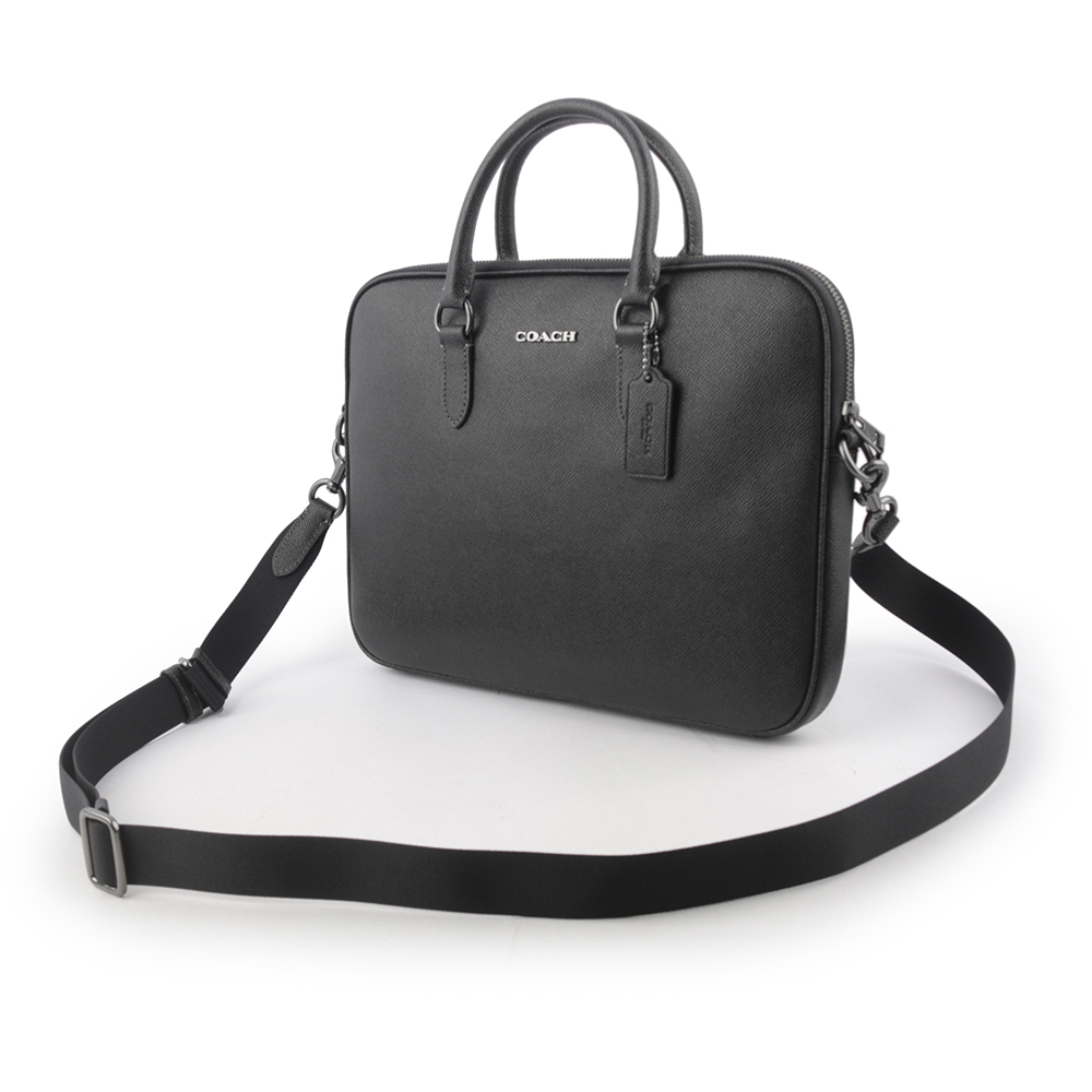 【COACH】Liam 防刮皮革手提/斜背二用公事包(黑色) CJ652 QBBK