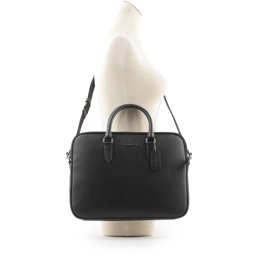 【COACH】Liam 防刮皮革手提/斜背二用公事包(黑色) CJ652 QBBK