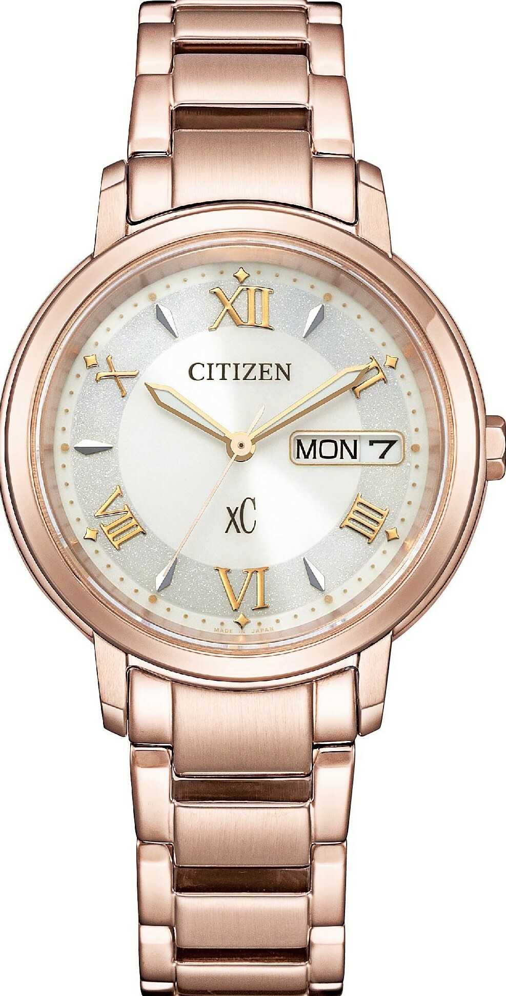 萬年鐘錶 - Citizen 星辰錶 XC 玫瑰金系列光動能不鏽鋼款女錶 EW2426-62A  錶徑32.5MM