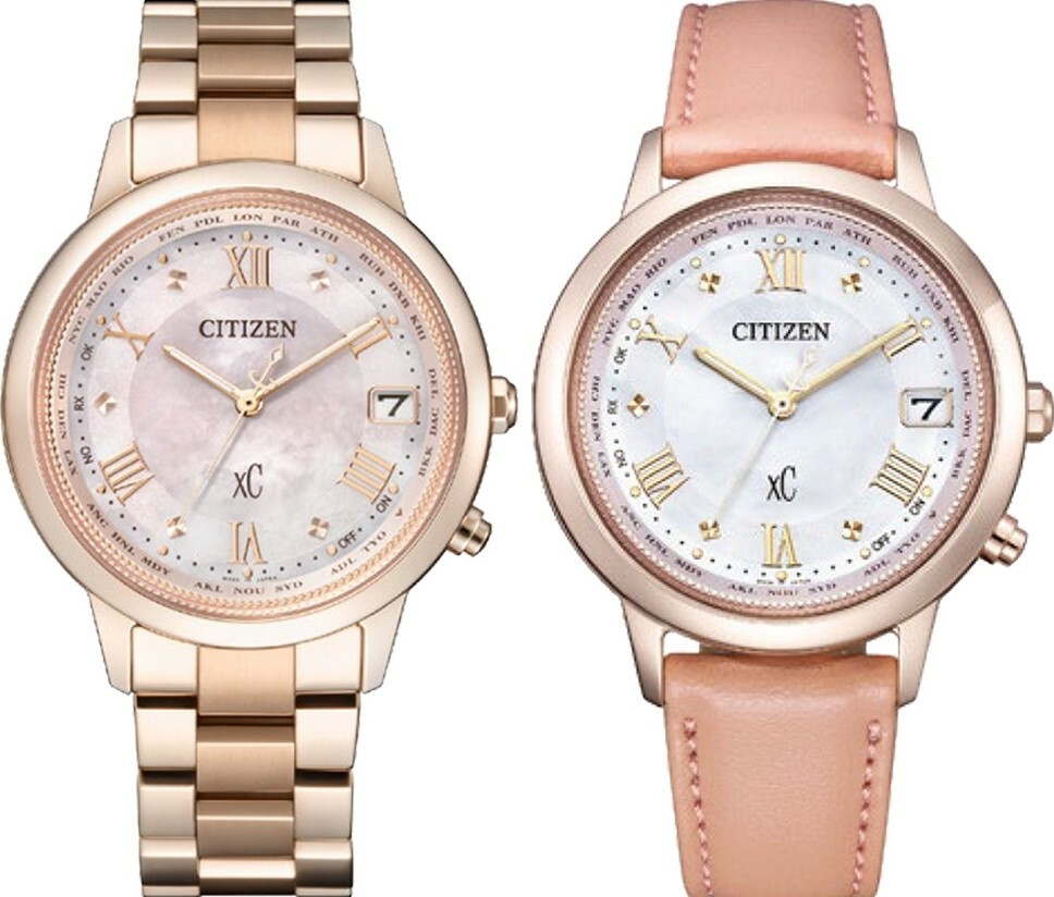 萬年鐘錶 - Citizen 星辰錶  XC   玫瑰金世界時間鈦金屬光動能電波附贈皮革錶帶套組女錶   CB1137-65W  錶徑36MM