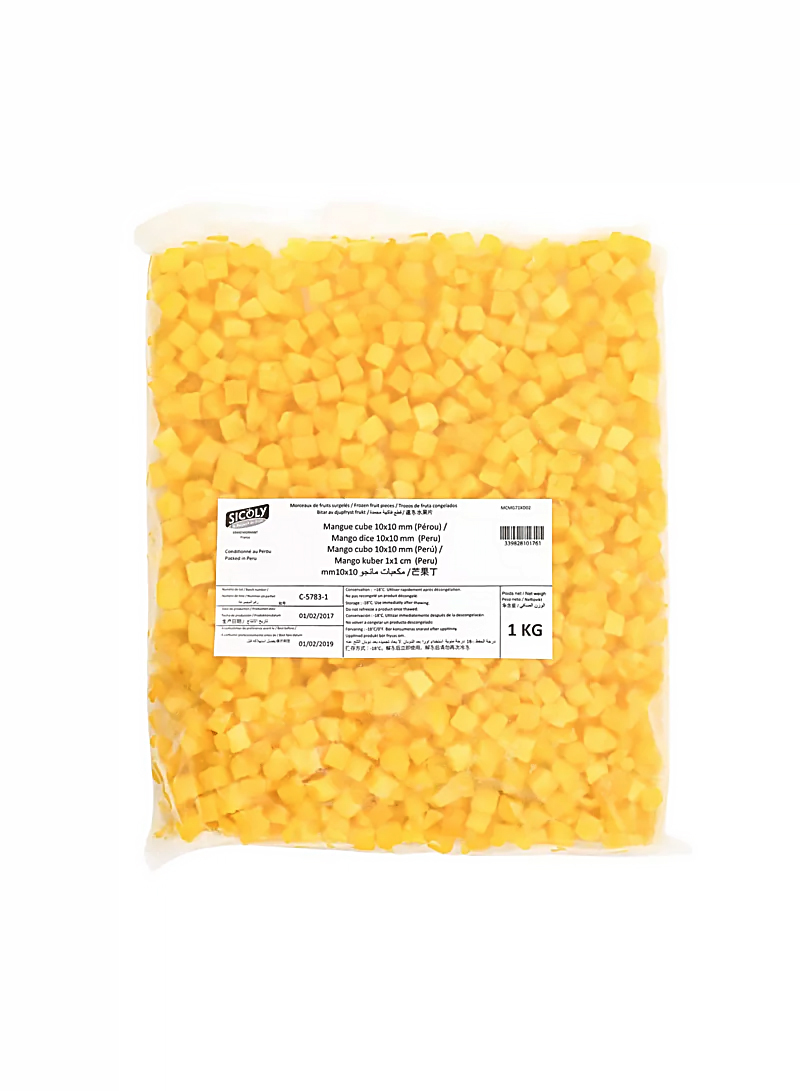 法國 IQF (Sicoly)  芒果立方粒 10mmx10mm France IQF (Sicoly) Mango Cube 1千克/包 (急凍 -18°C)