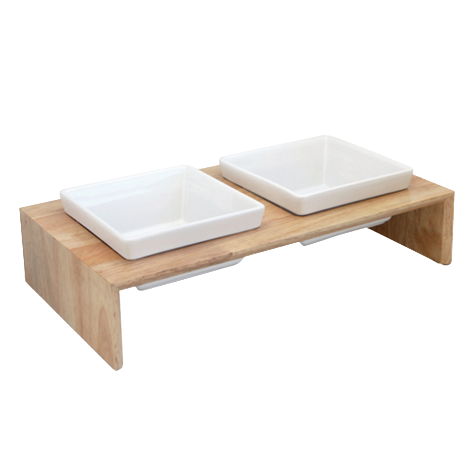 Pawise|方型雙碗連木架(NO.11136)