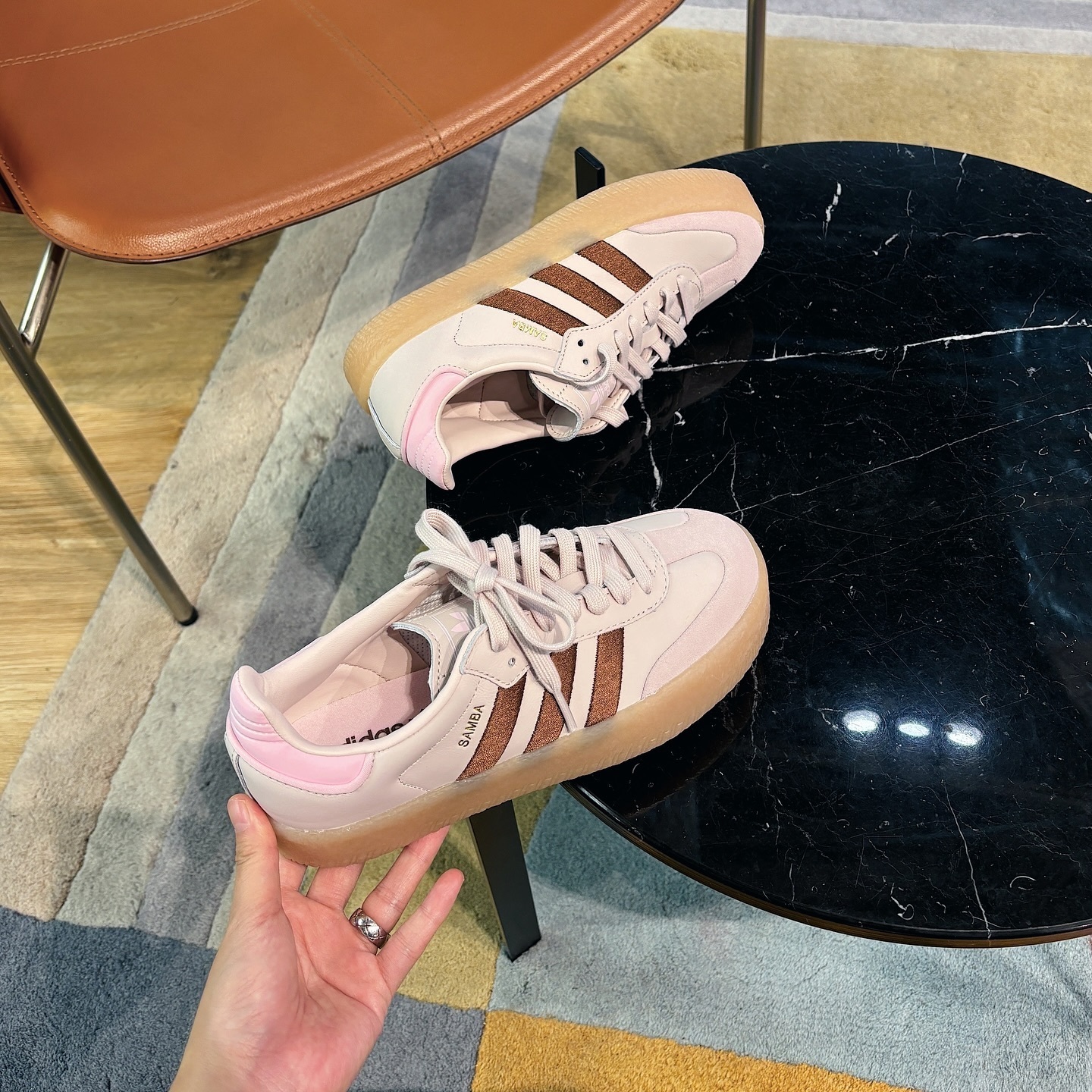 Adidas Originals Sambae 日本新發售柔粉玫瑰森巴增高厚底鞋ID3737