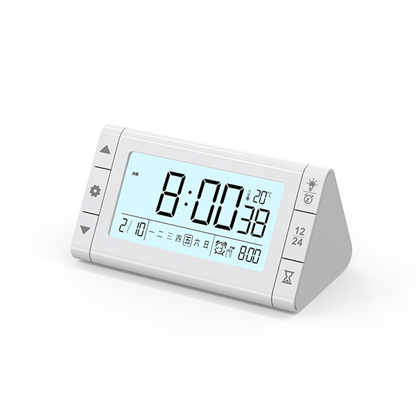 TSK JAPAN Triangle LCD Clock Luminous Digital Alarm Clock Electronic Clock Silent Alarm Clock Humidity Week (P3870)
