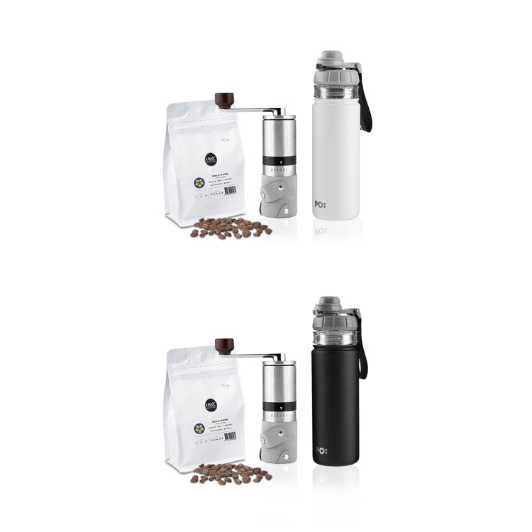 (預購4月底出貨)PO: 黑沃咖啡選品｜耶加雪菲咖啡三件組(咖啡磨2.0/醇泡保溫杯-共2色)