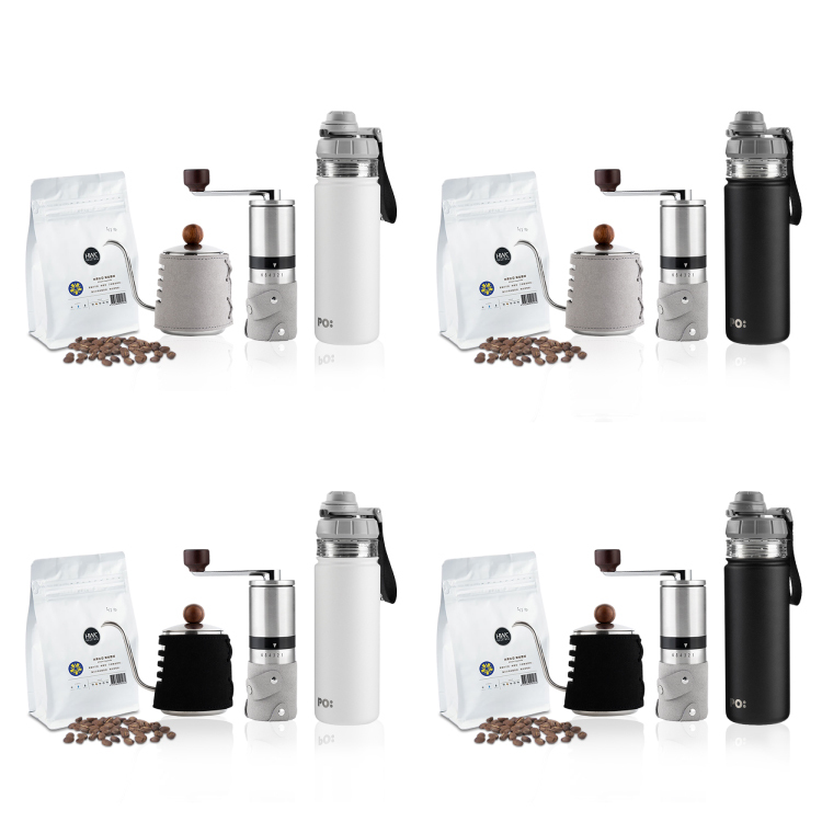 (預購4月底出貨)PO: 黑沃咖啡選品｜耶加雪菲咖啡四件組(手沖壺-共2色/咖啡磨2.0/醇泡保溫杯-共2色)
