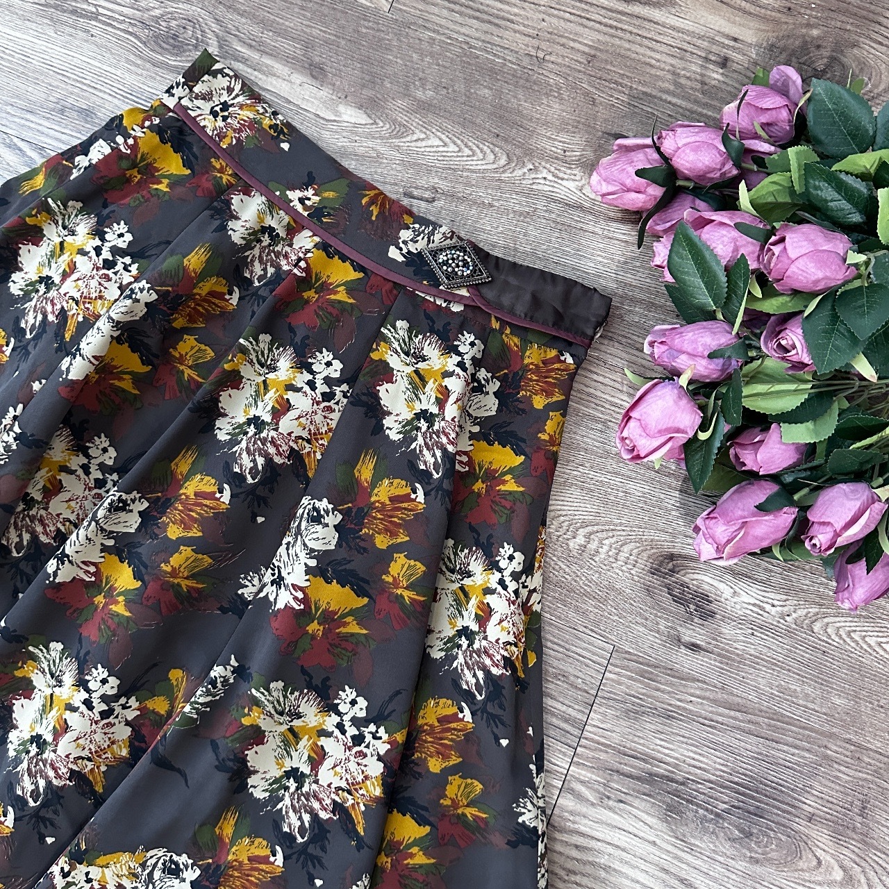 瀟灑感抽象風大花半身裙