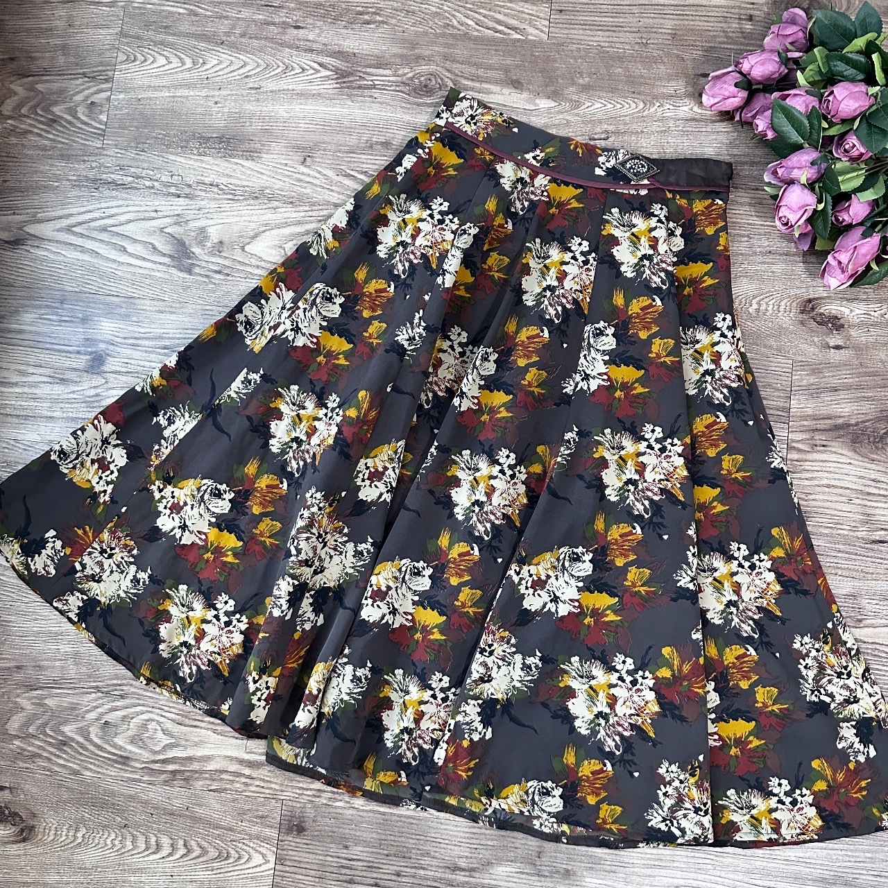 瀟灑感抽象風大花半身裙