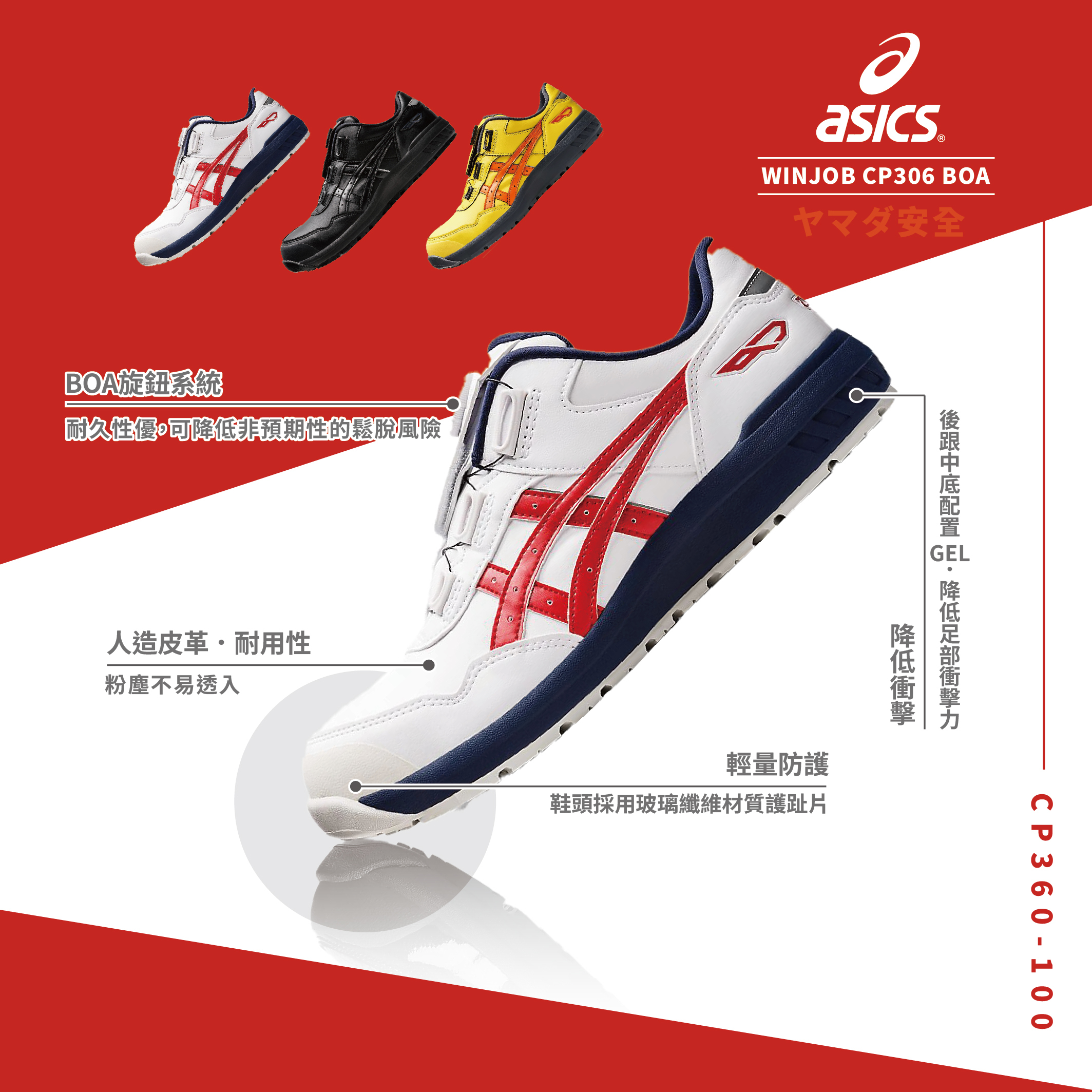 WINJOB BOA 亞瑟士防護鞋「白色」CP306-100