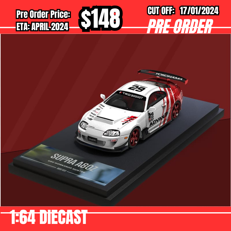 PO-$148 * Time Micro  * 1:64 Toyota Supra A80 White Advan [OD12/01]