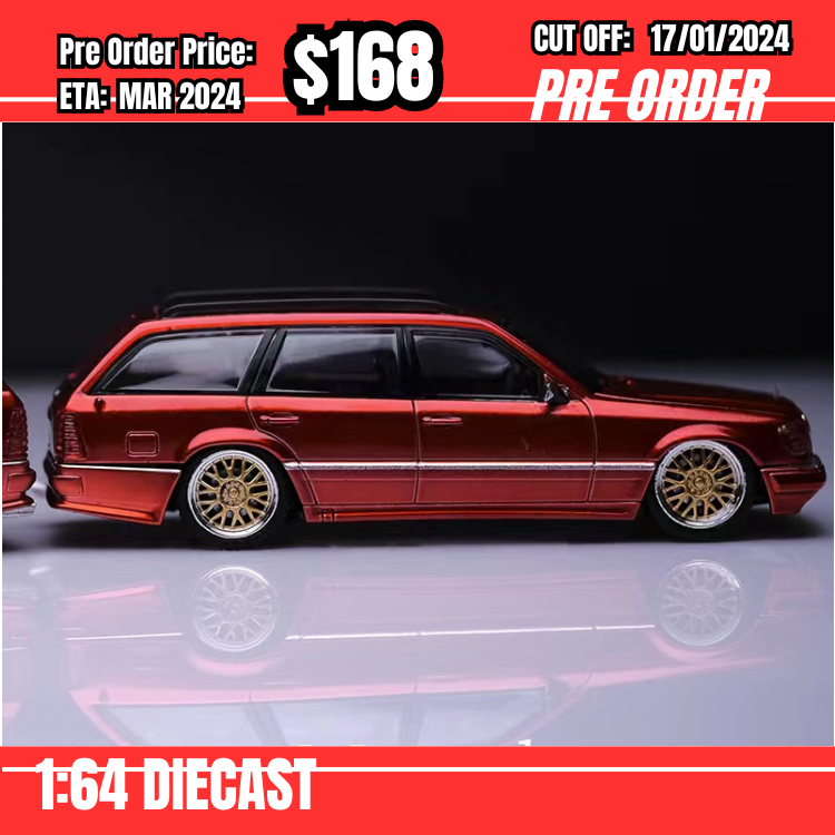 PO-$168 * Mortal * 1:64 E Class MK1 S124 Estate Red w/BBS Wheels [OD12/01]