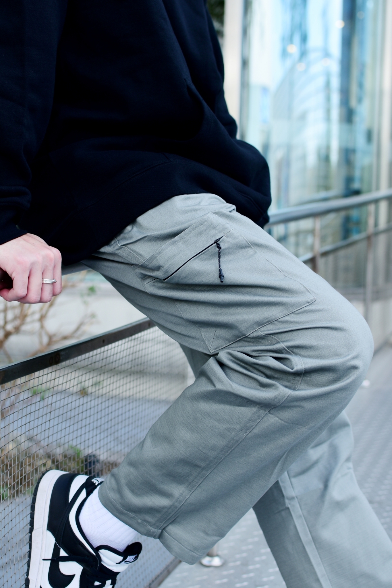 ☆ETW☆【EASY TO WEAR】AGU 竹節棉 山系口袋工作褲 工裝 UTX扣具 長褲 黑色 灰色《U-24》