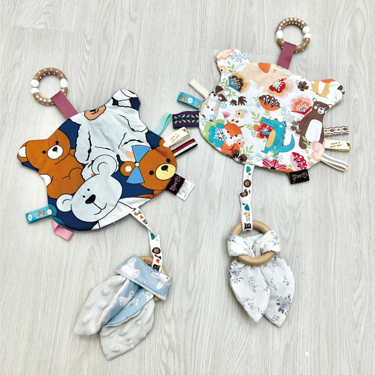 【JB0249】MIT手工貓咪織帶魔粒純棉安撫巾＊二色