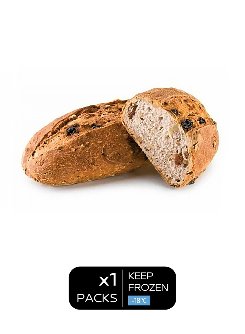 Spain Europastry Sourdough Raisin and Walnut Country Loaf  22.5cm, 465g /pack +/-5% (-18ºC)