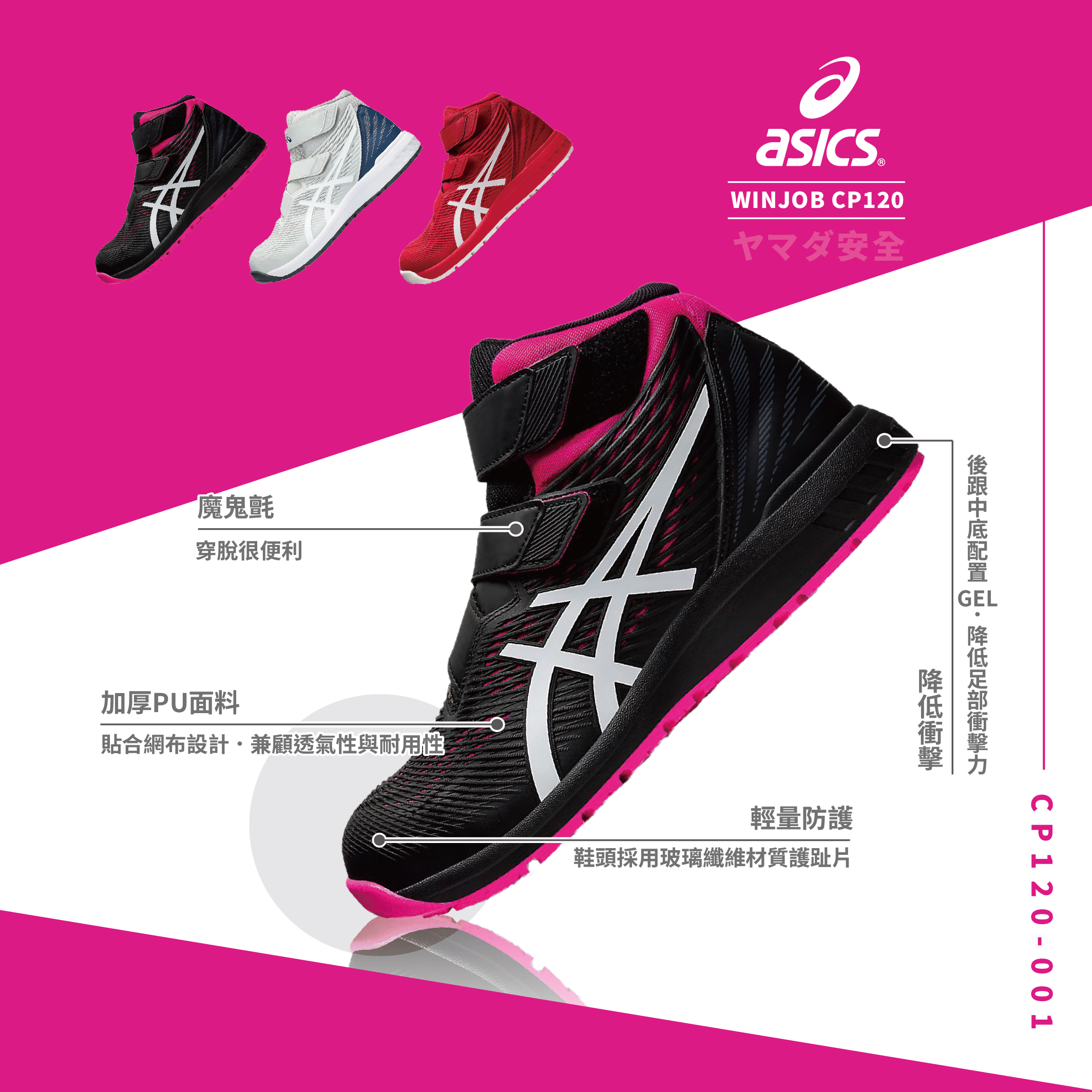 WINJOB 亞瑟士防護鞋「黑色」CP120-001