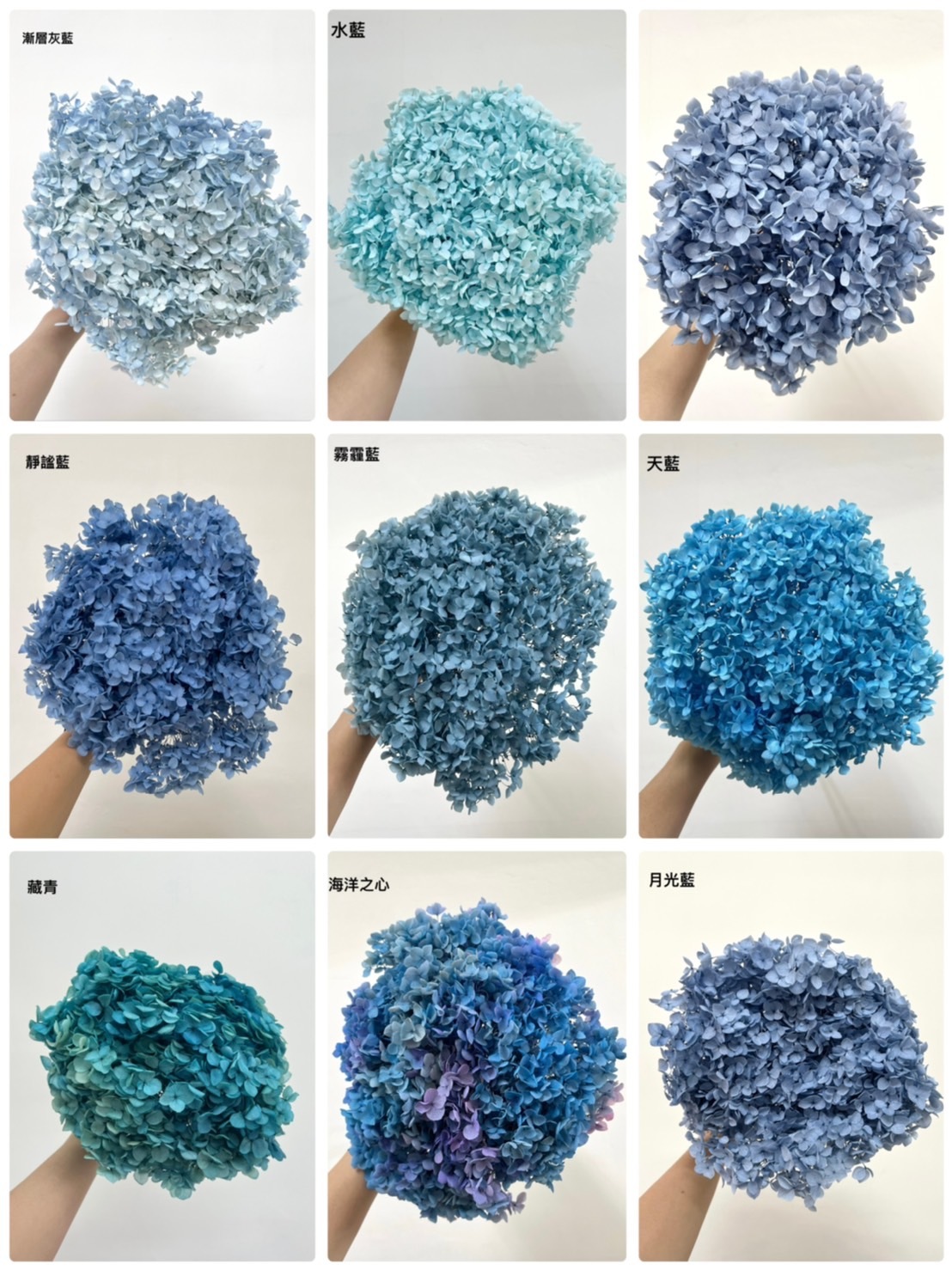 不凋繡球花(帶桿)-藍色系列