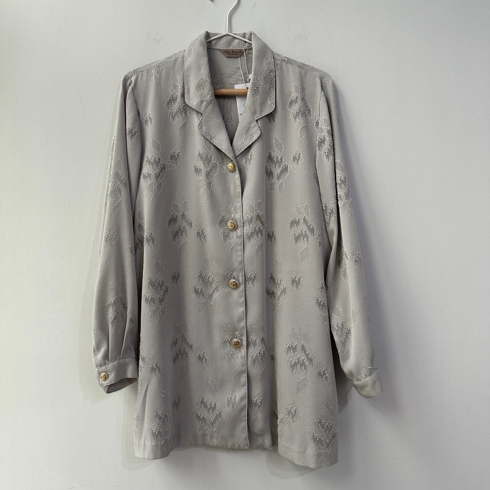 灰色透視葉紋圖案上衣