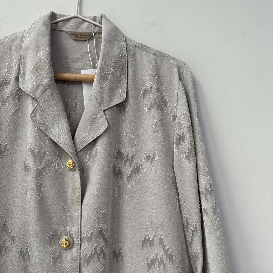 灰色透視葉紋圖案上衣