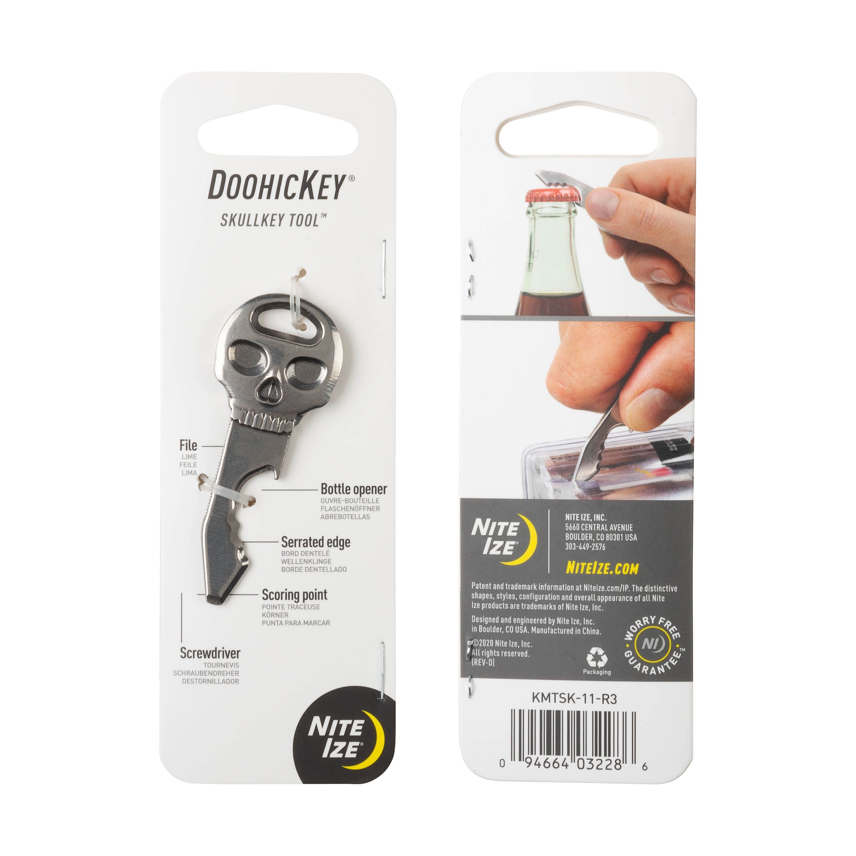 Nite Ize DOOHICKEY® SKULLKEY™ KEY TOOL 骷顱頭多用工具- 砂光