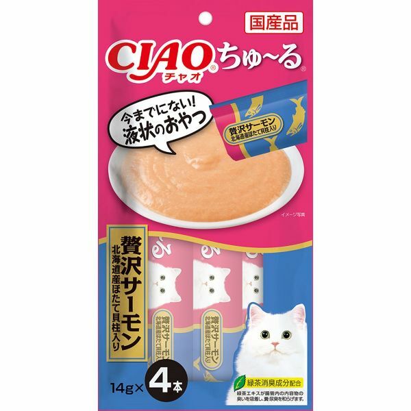 [*任選11件$138*] 日本CIAO - 奢華三文魚 扇貝14G X4