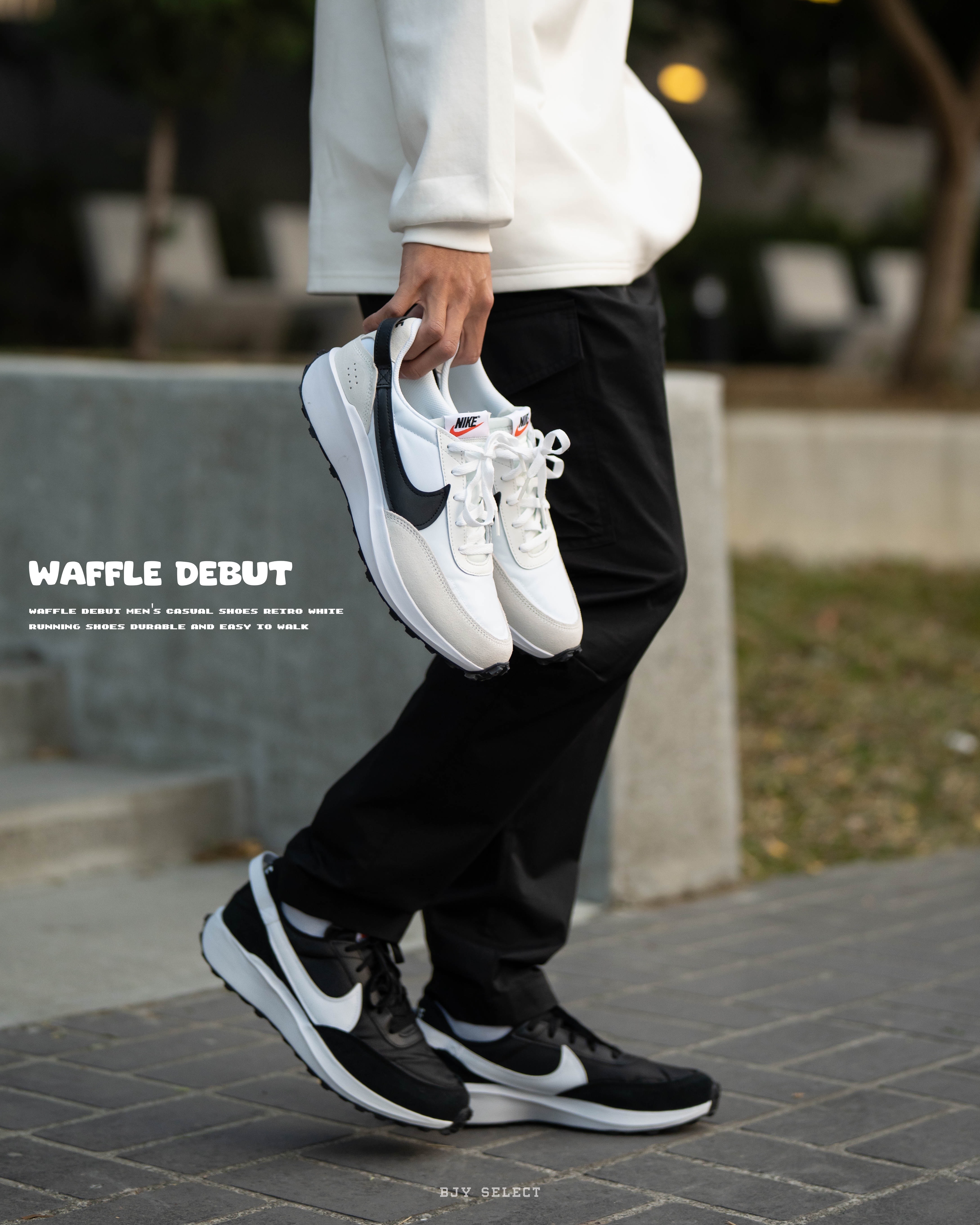 #現貨 NIKE WAFFLE DEBUT 解構 麂皮 休閒鞋 DH9522-001 黑 103 米白