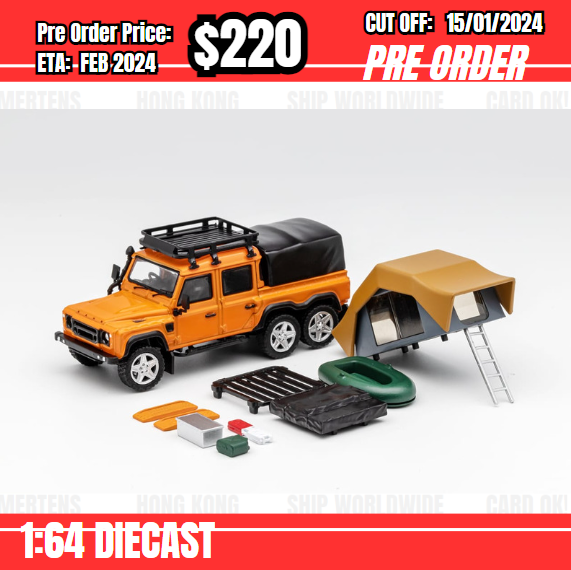 PO-$220 * GCD * 1:64 Defender Kahn 6x6 Pick Up Orange with accessories [OD12/01]