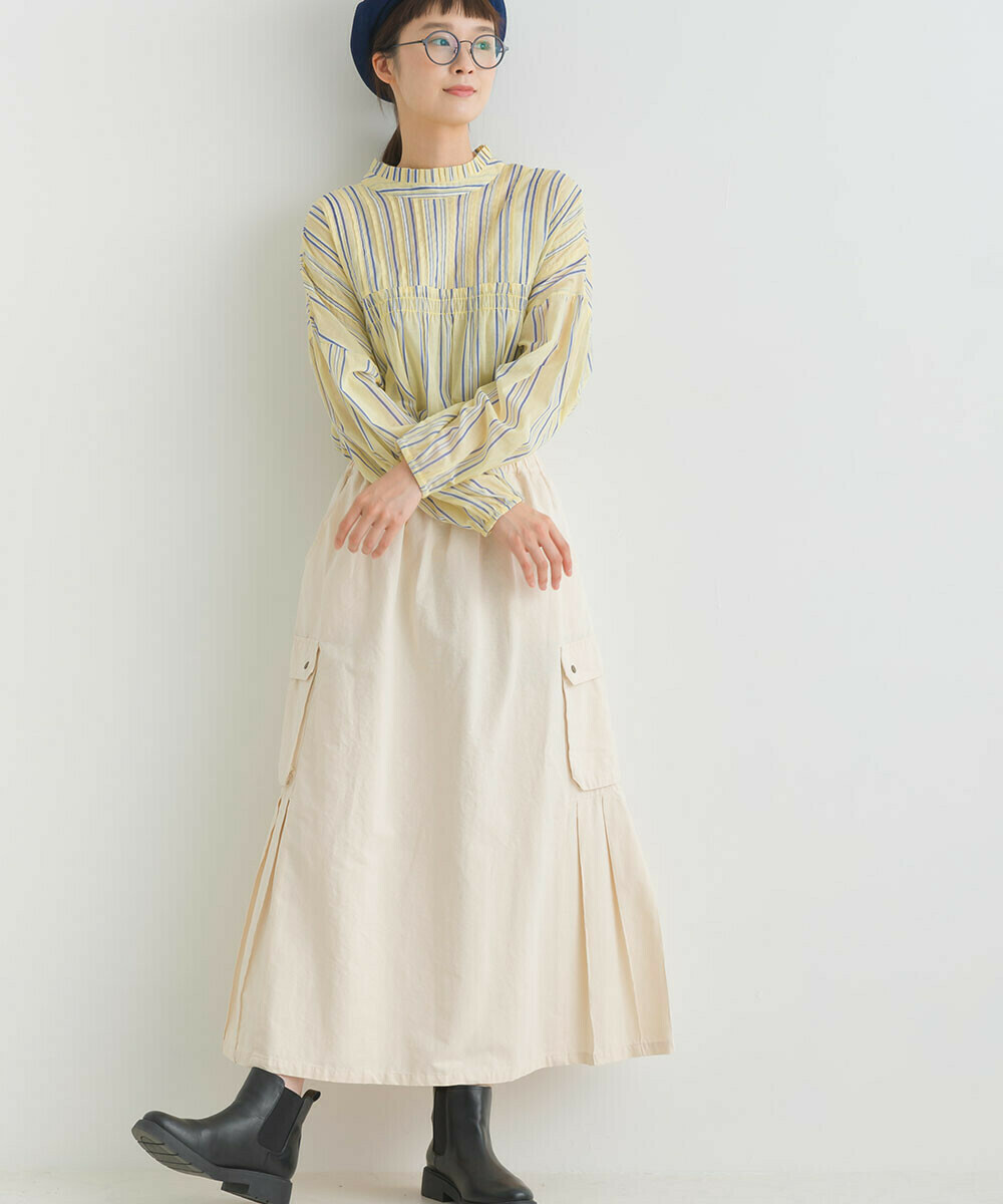 軍裝大口袋半身長裙(兩色入)【日本直送】