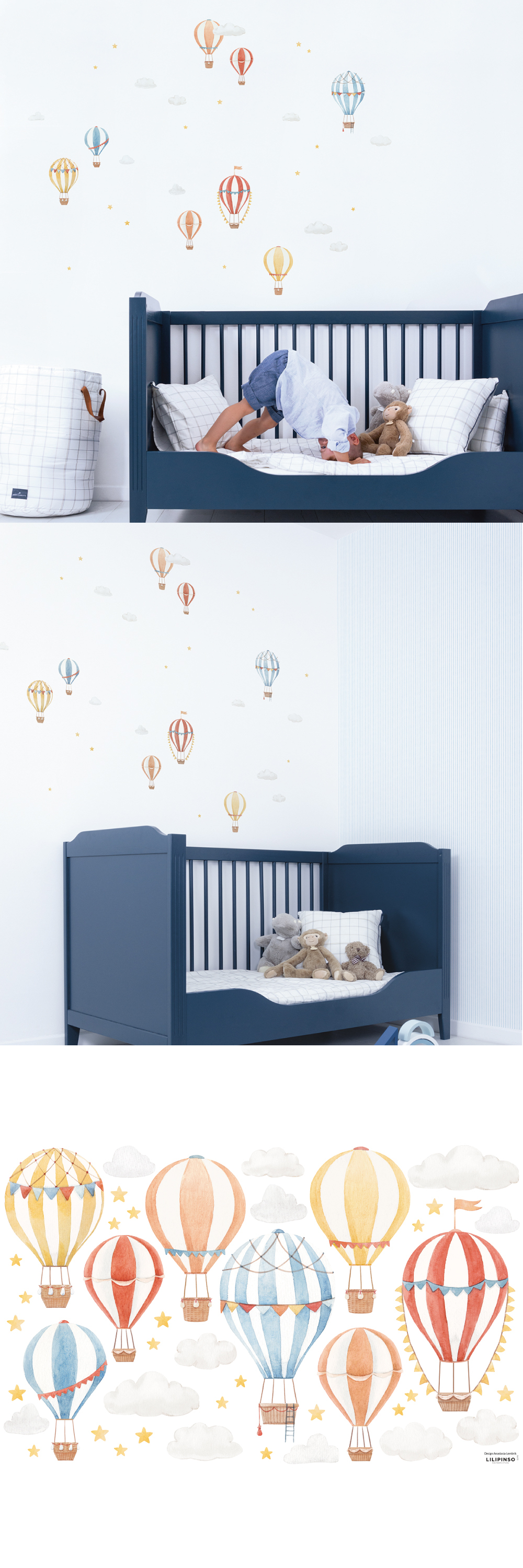 法國LILIPINSO兒童壁貼-熱氣球,營造出一種原始而快樂的氛圍。讓孩子的房間充滿溫馨及希望。