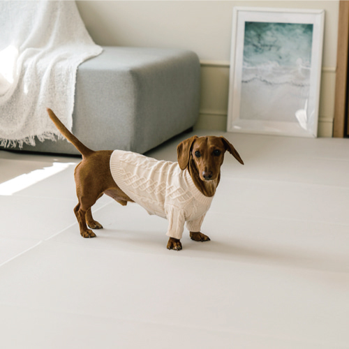 dfang 迪邦｜仿皮革紋止滑遊戲地墊-奶油白(240x140x0.5cm)