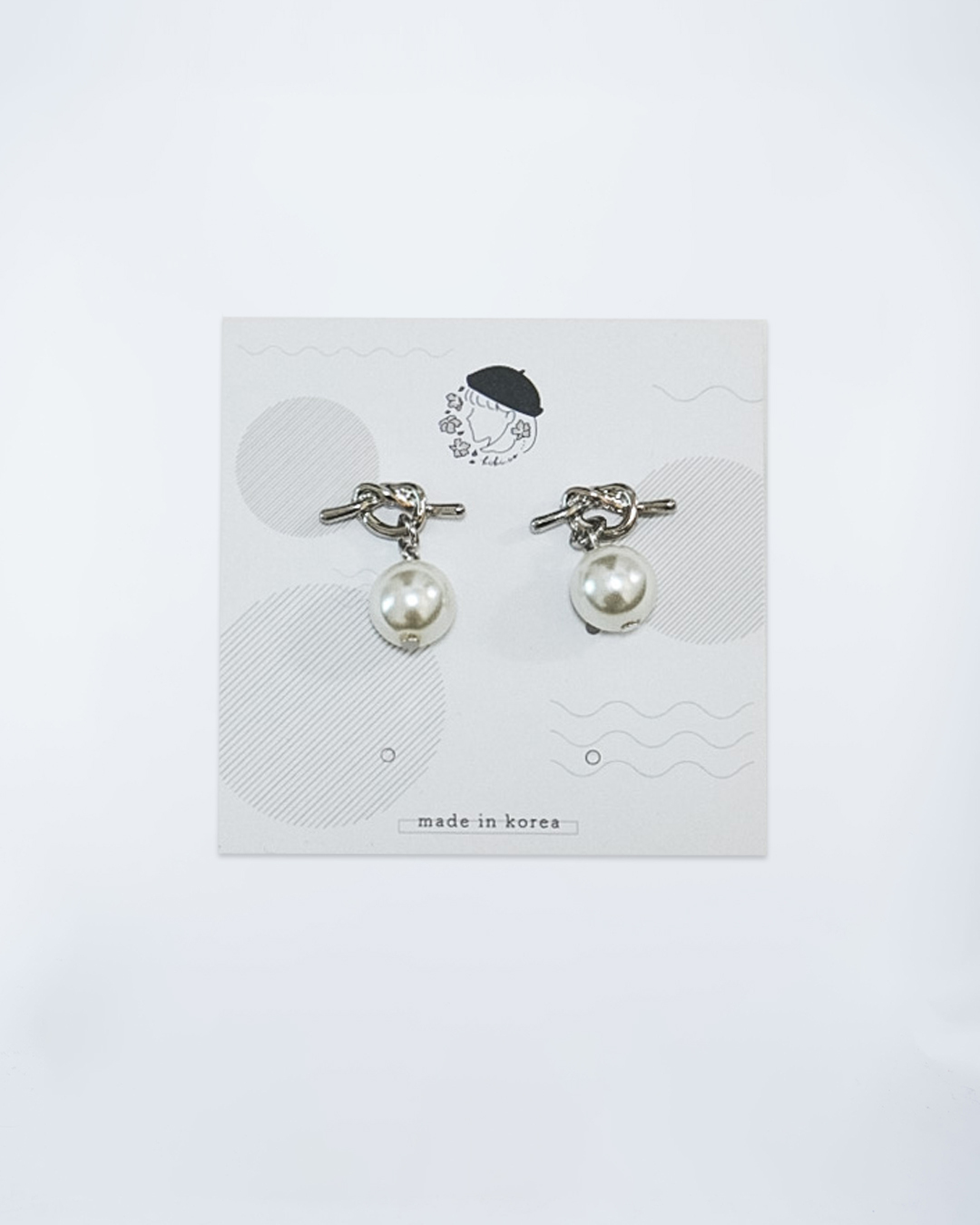 扭結吊珍珠耳環