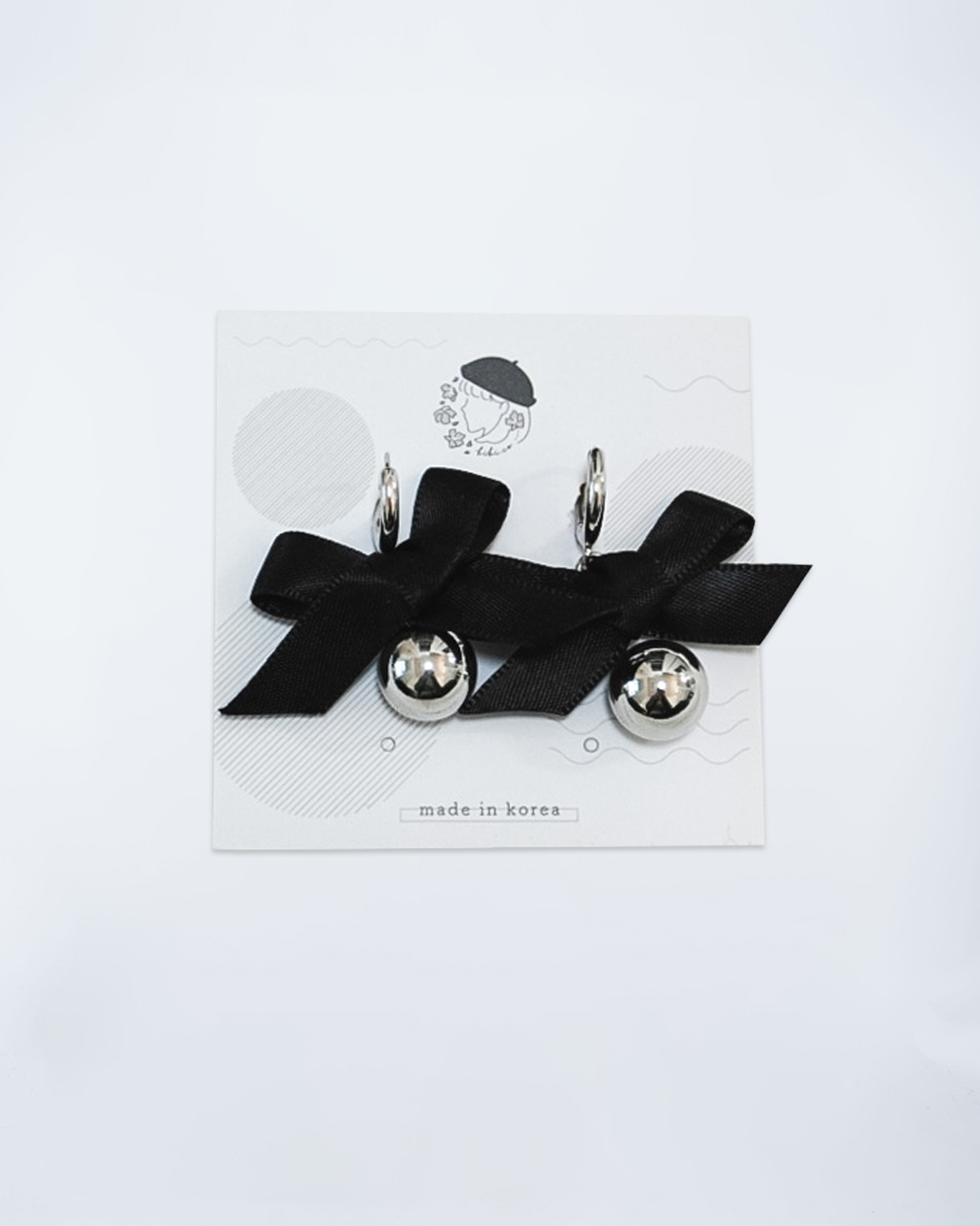 蝴蝶絲帶吊球耳圈