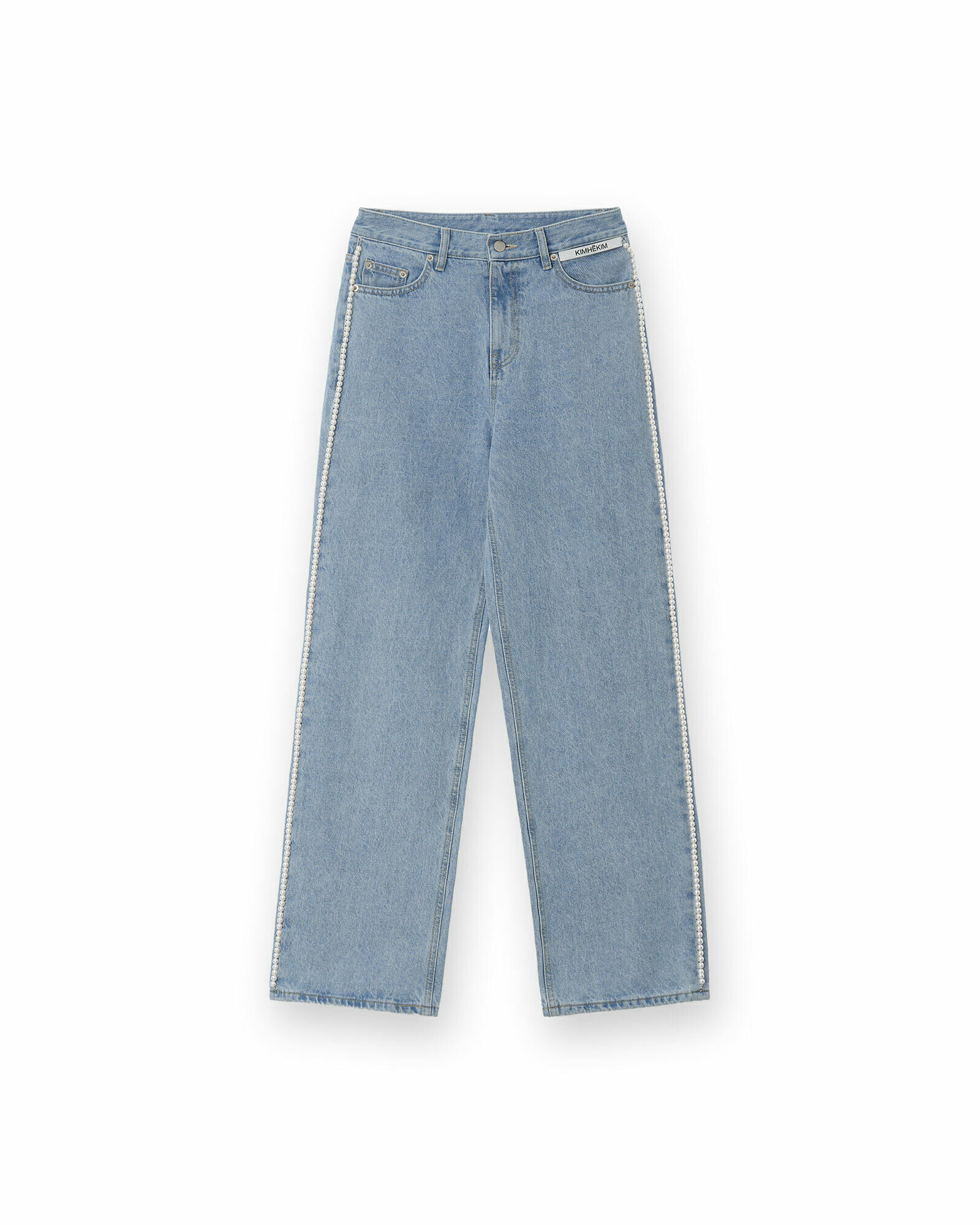 [KIMHEKIM] PEARL EMBELLISHED WIDE LEG DENIM PANTS