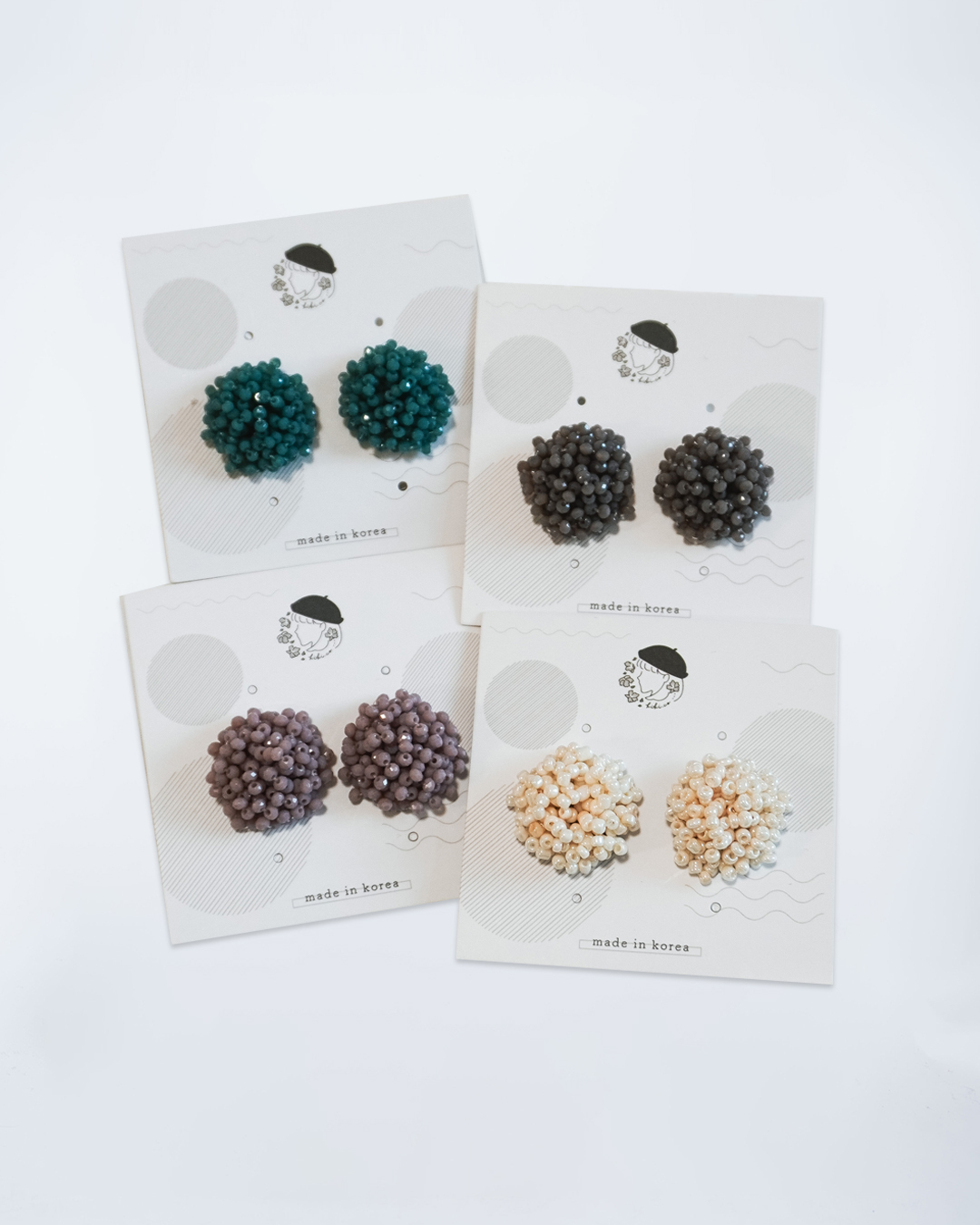 蒲公英珠珠花耳環