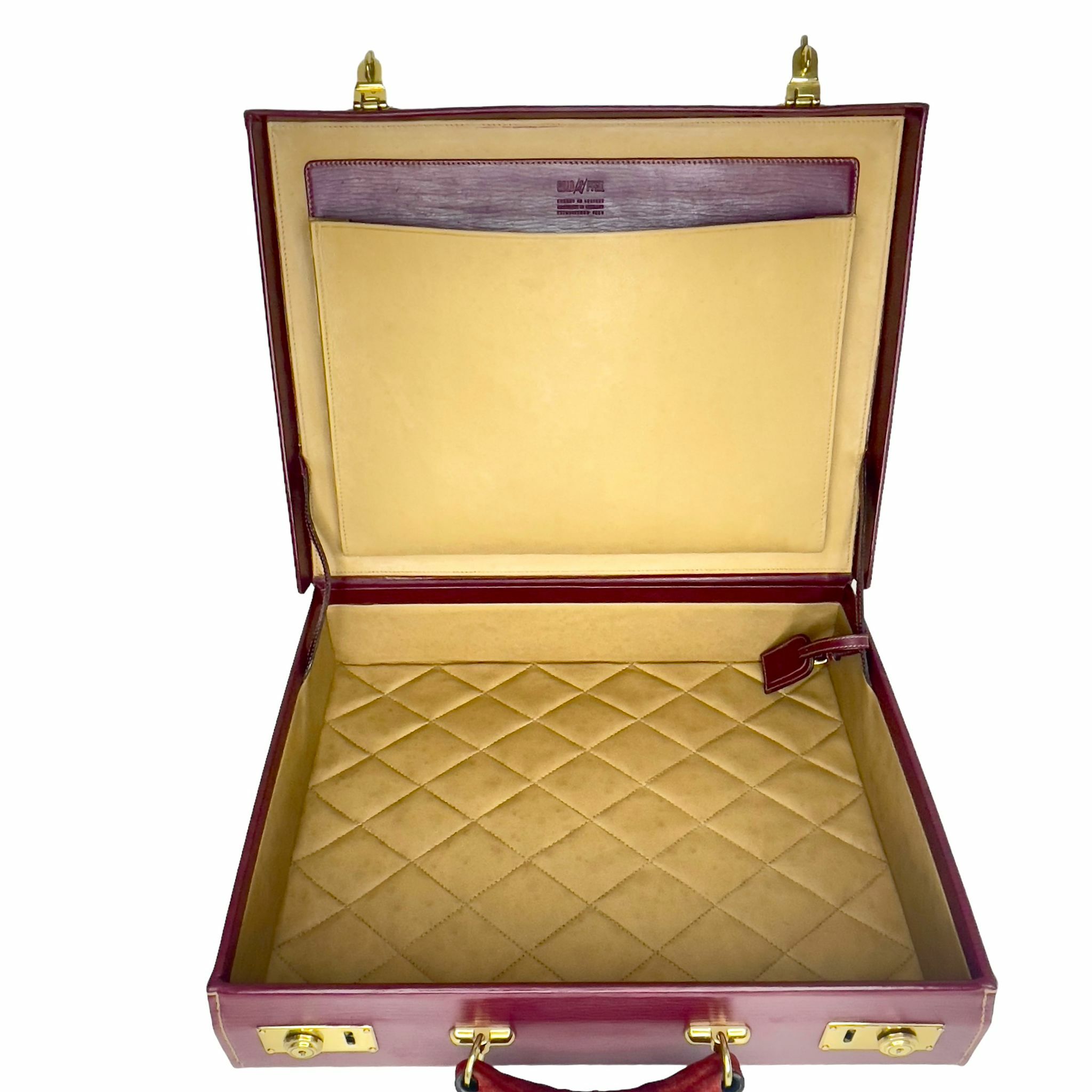 95%NEW德國GOLD PFELL 手提公事包，專業人士手提箱，酒紅色牛皮，復古金扣 #香榭站正品