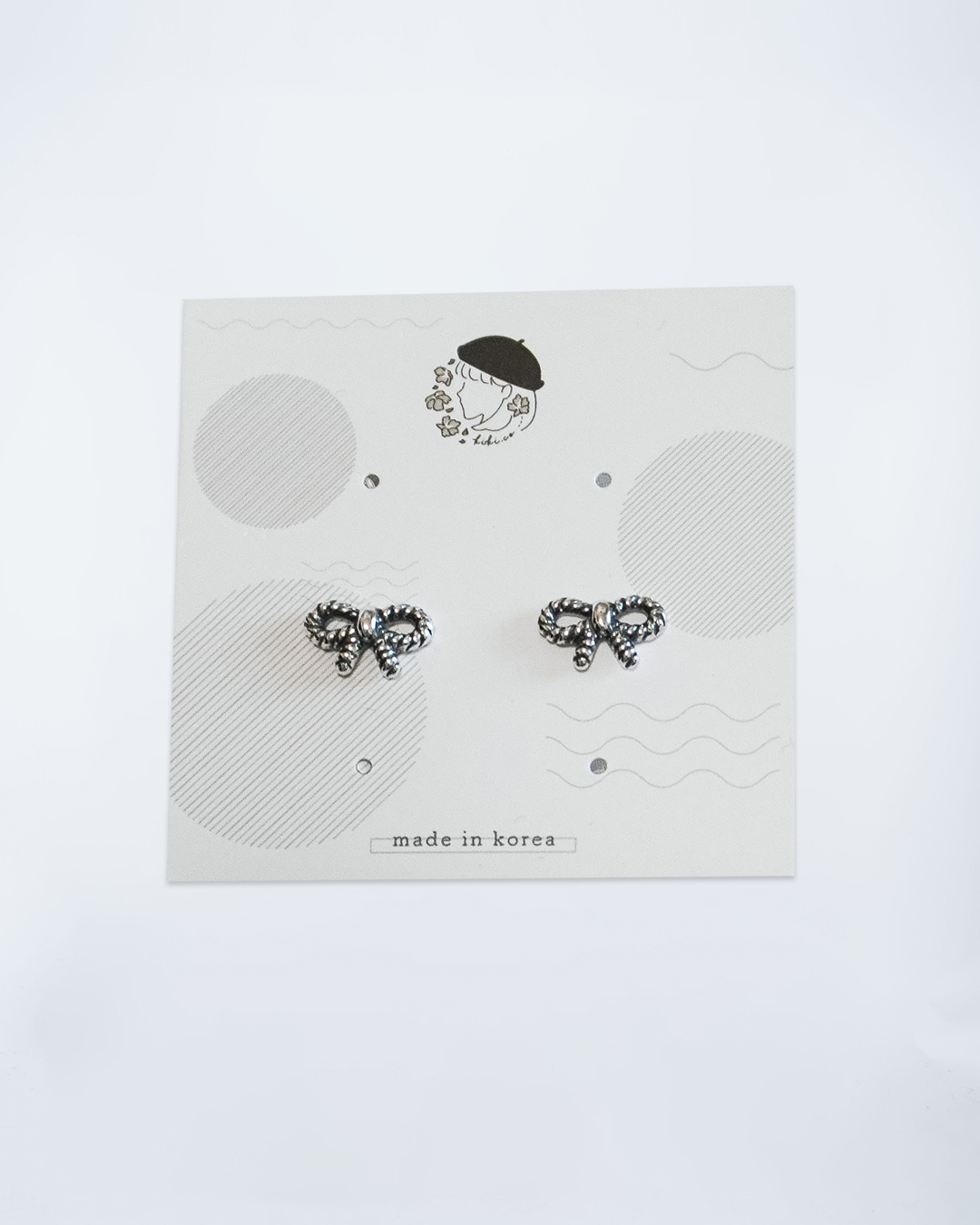 925純銀扭紋蝴蝶結耳環