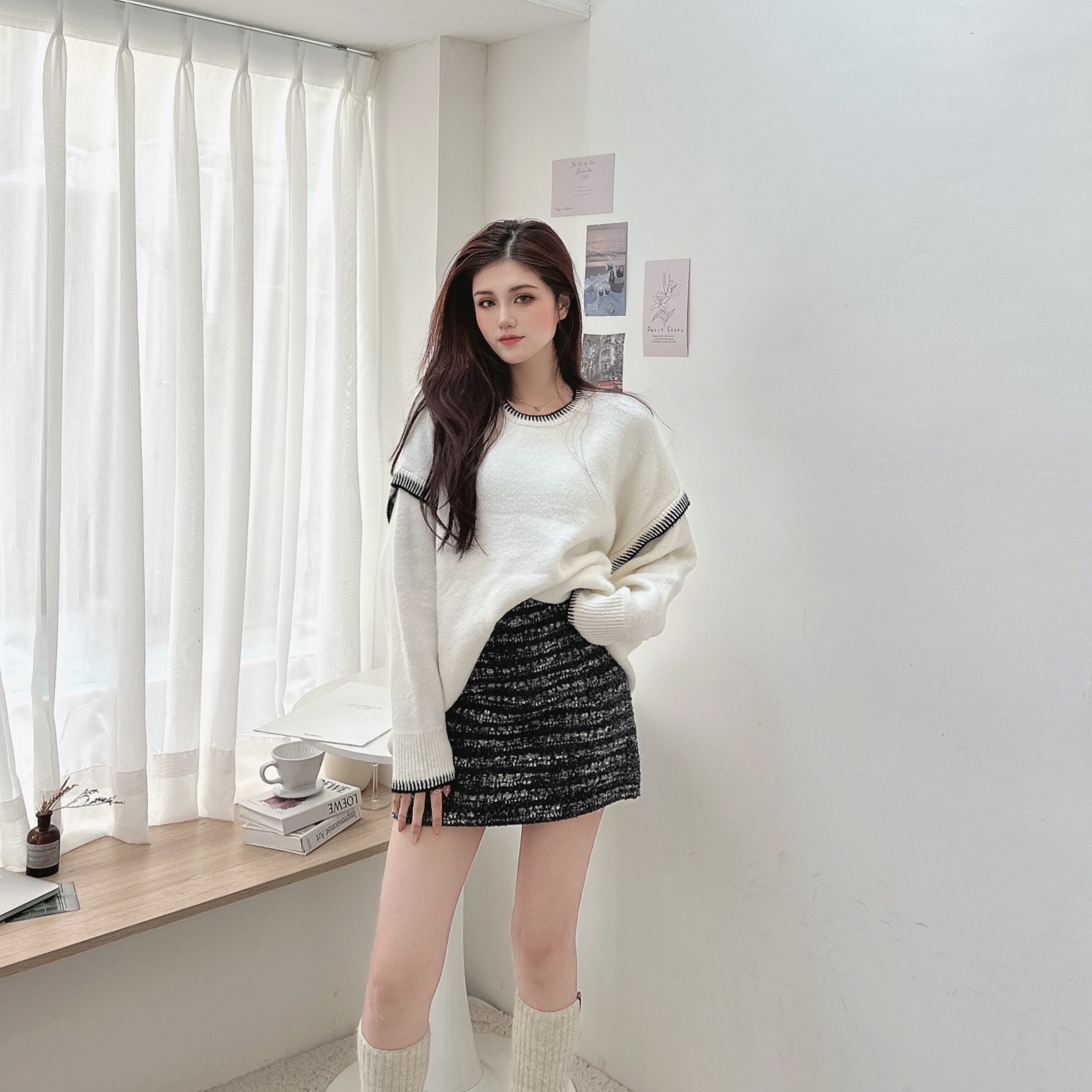 小香車線撞色軟Q毛衣/二色