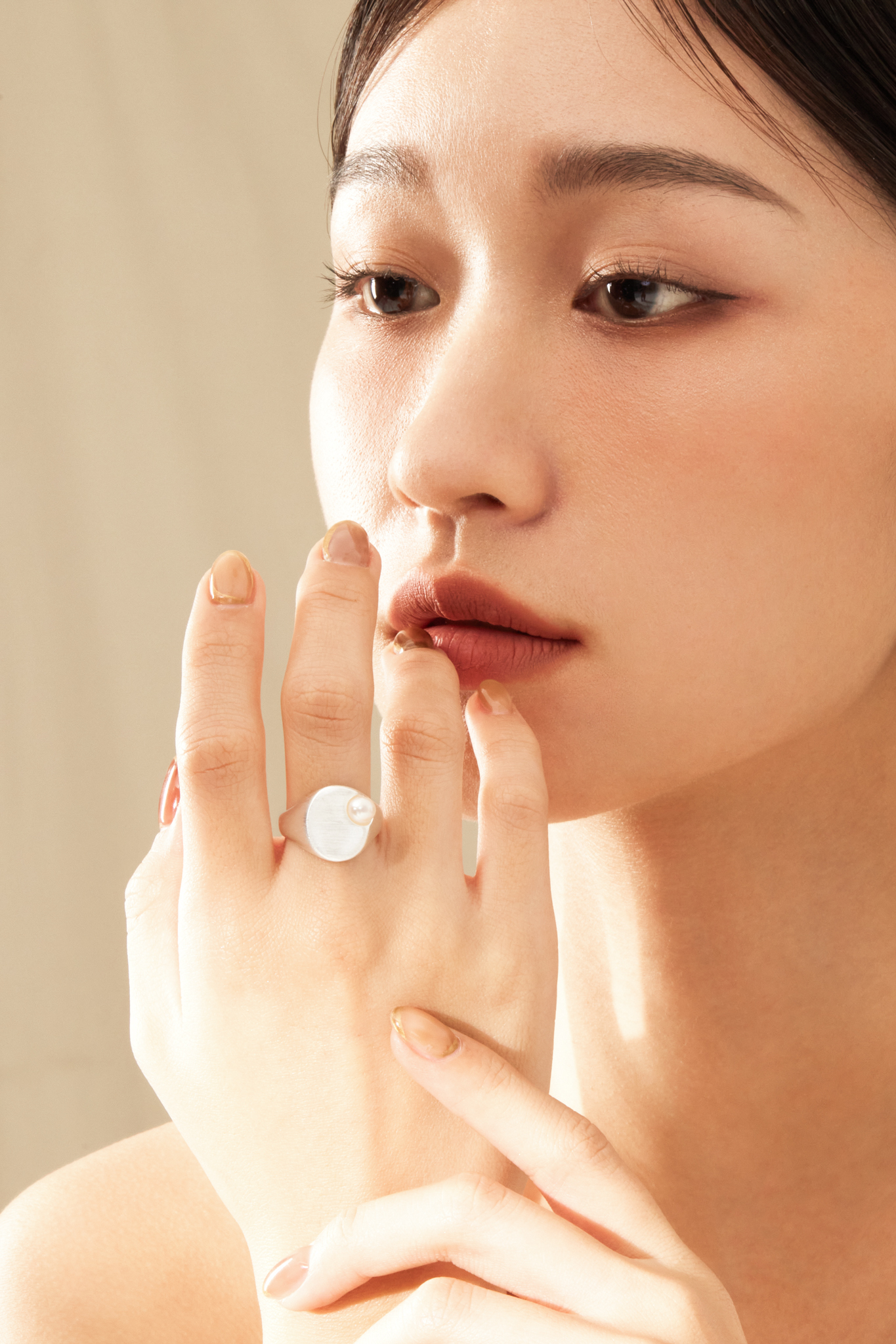 R392 ｜合金霧面珍珠戒指