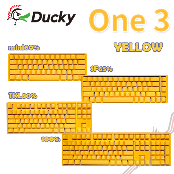 PCPARTY 創傑Ducky One 3 YELLOW RGB 機械式鍵盤茶軸/青軸/紅軸/銀軸/靜音