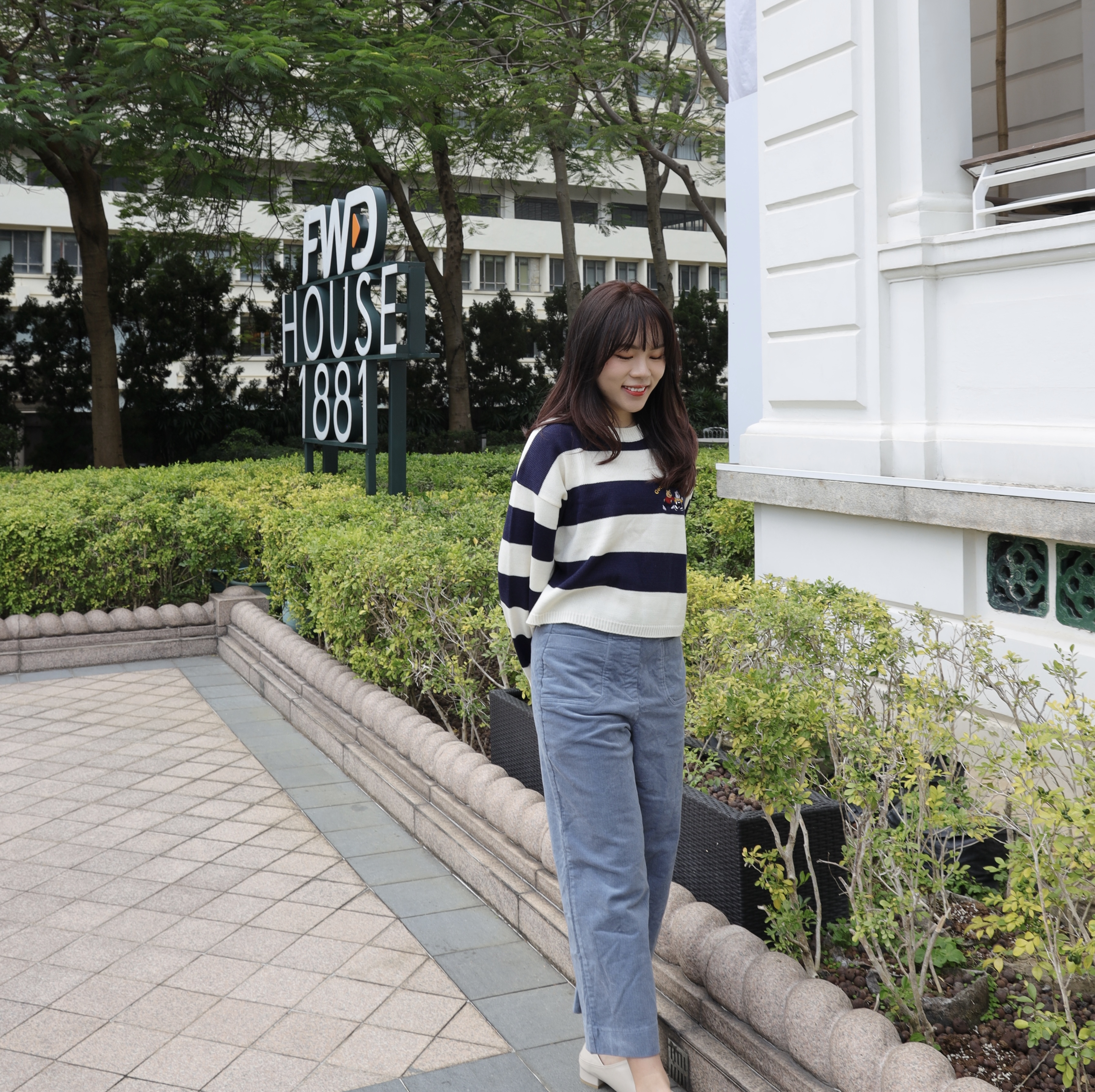 ||PA68|| 燈芯絨闊身口袋直紋長褲