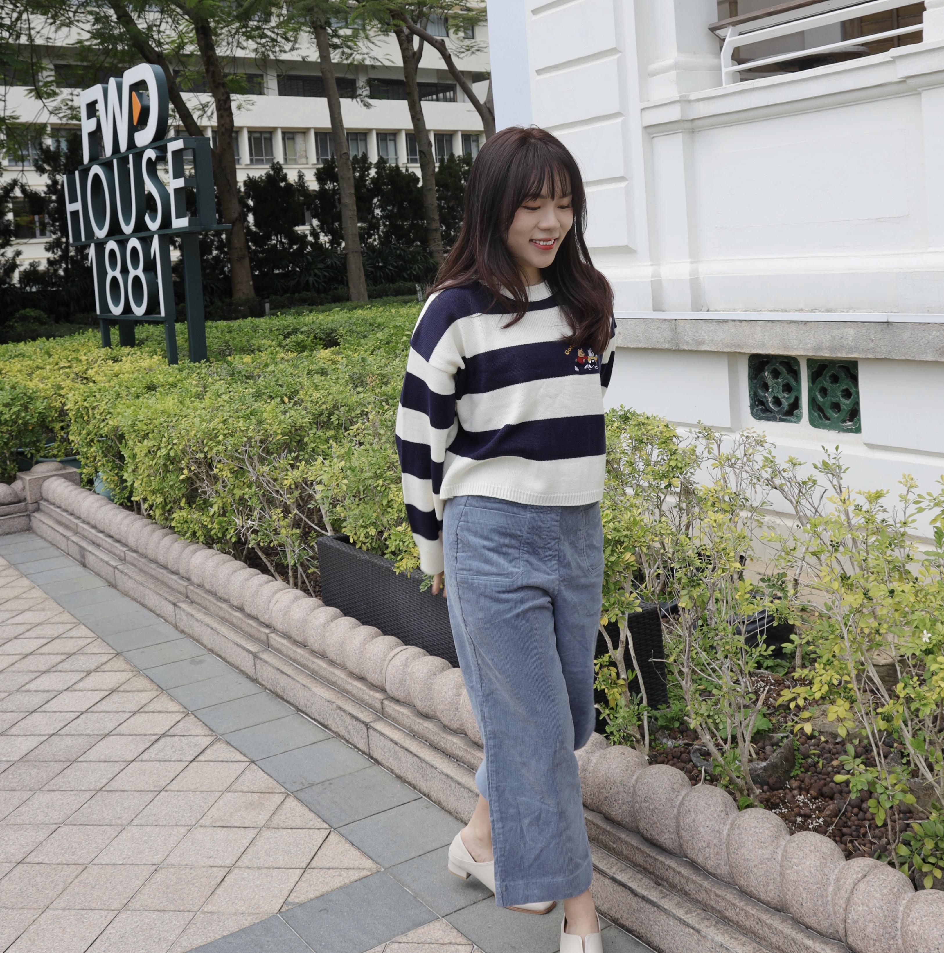 ||PA68|| 燈芯絨闊身口袋直紋長褲