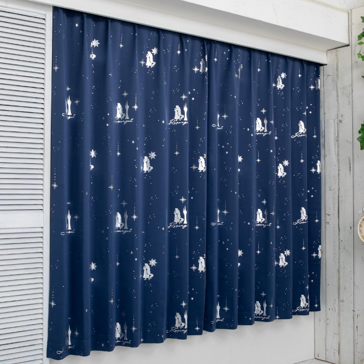 24011-RP 迪士尼長髮公主鋁箔印刷閃閃2級遮光窗簾 + 窗紗 (一套4塊) #JP-BD24-SD-11-137-4/SD-12-137-5