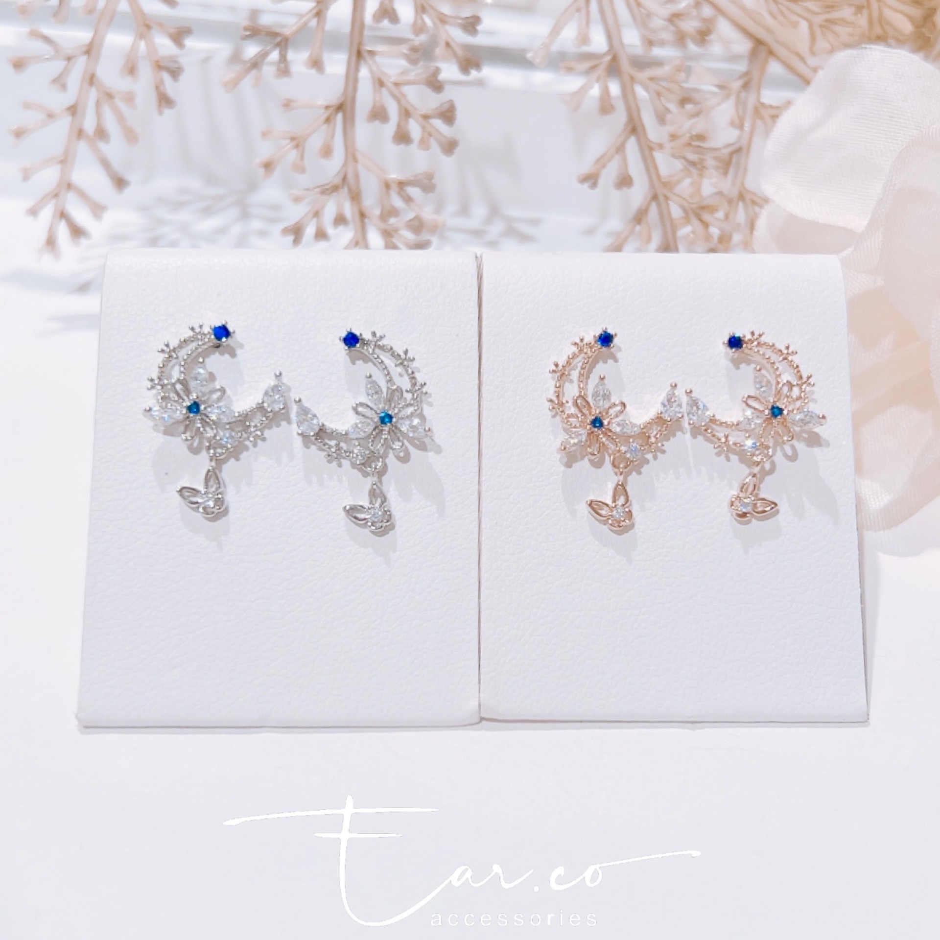 藍色小花月亮垂釣小蝴蝶 #E291