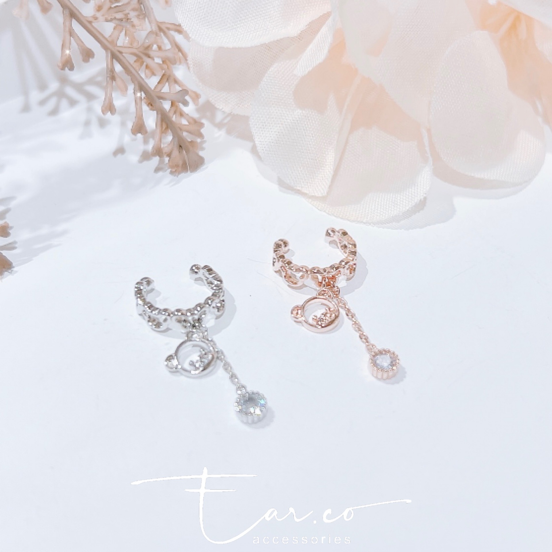 小熊熊垂釣閃石耳骨夾 [單支] #E290