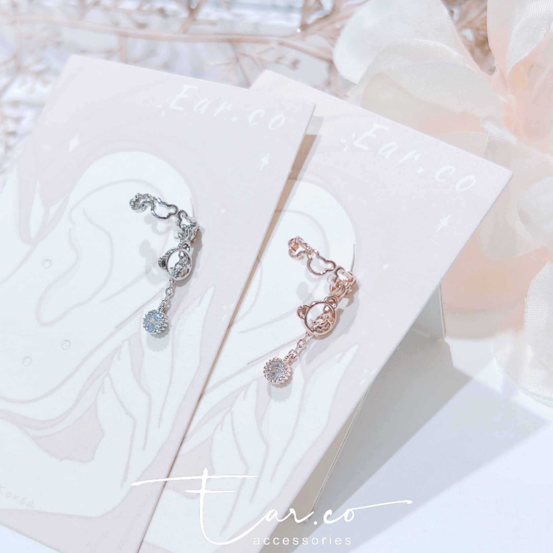 小熊熊垂釣閃石耳骨夾 [單支] #E290