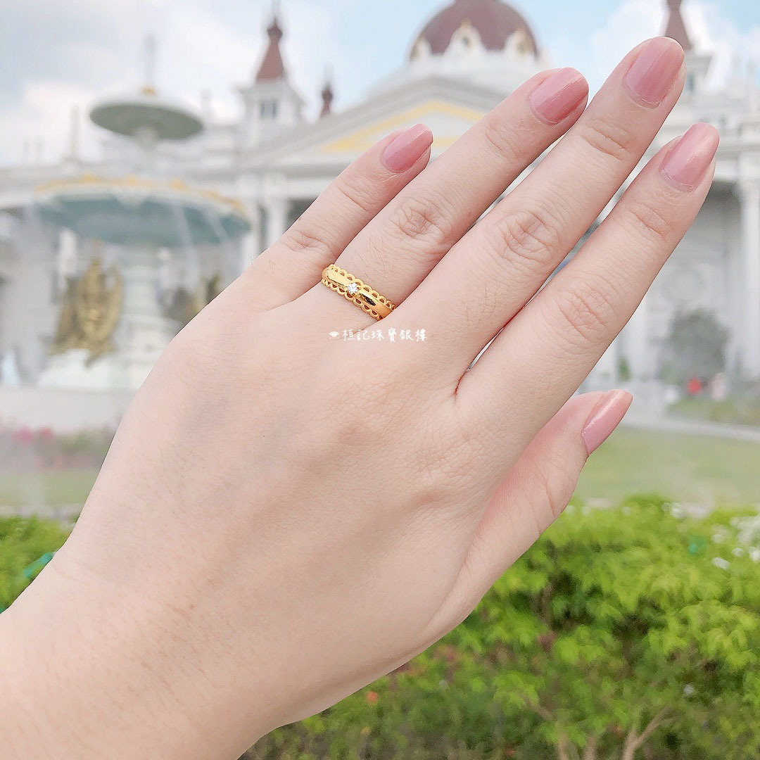 秀氣蕾絲 黃金戒指