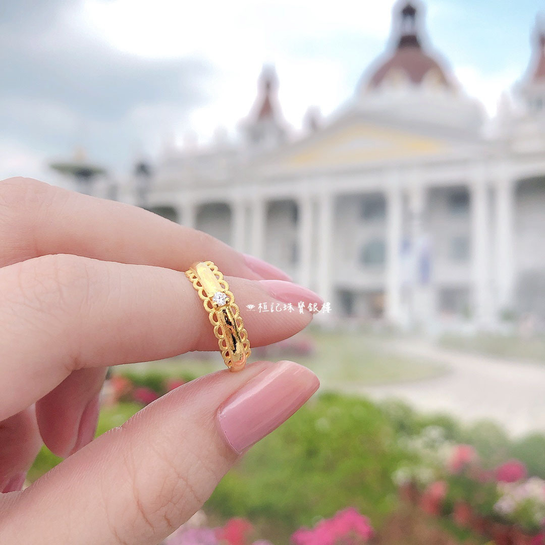 秀氣蕾絲 黃金戒指